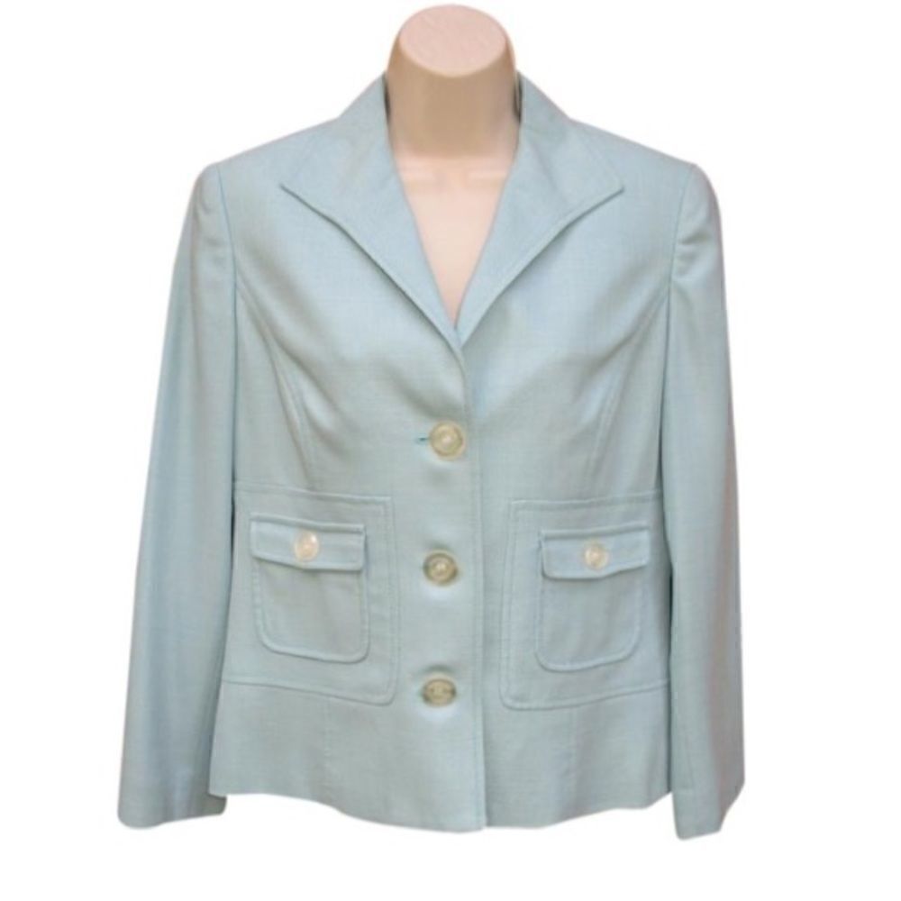 Carlisle Blue Green Wool Silk Blazer Jacket